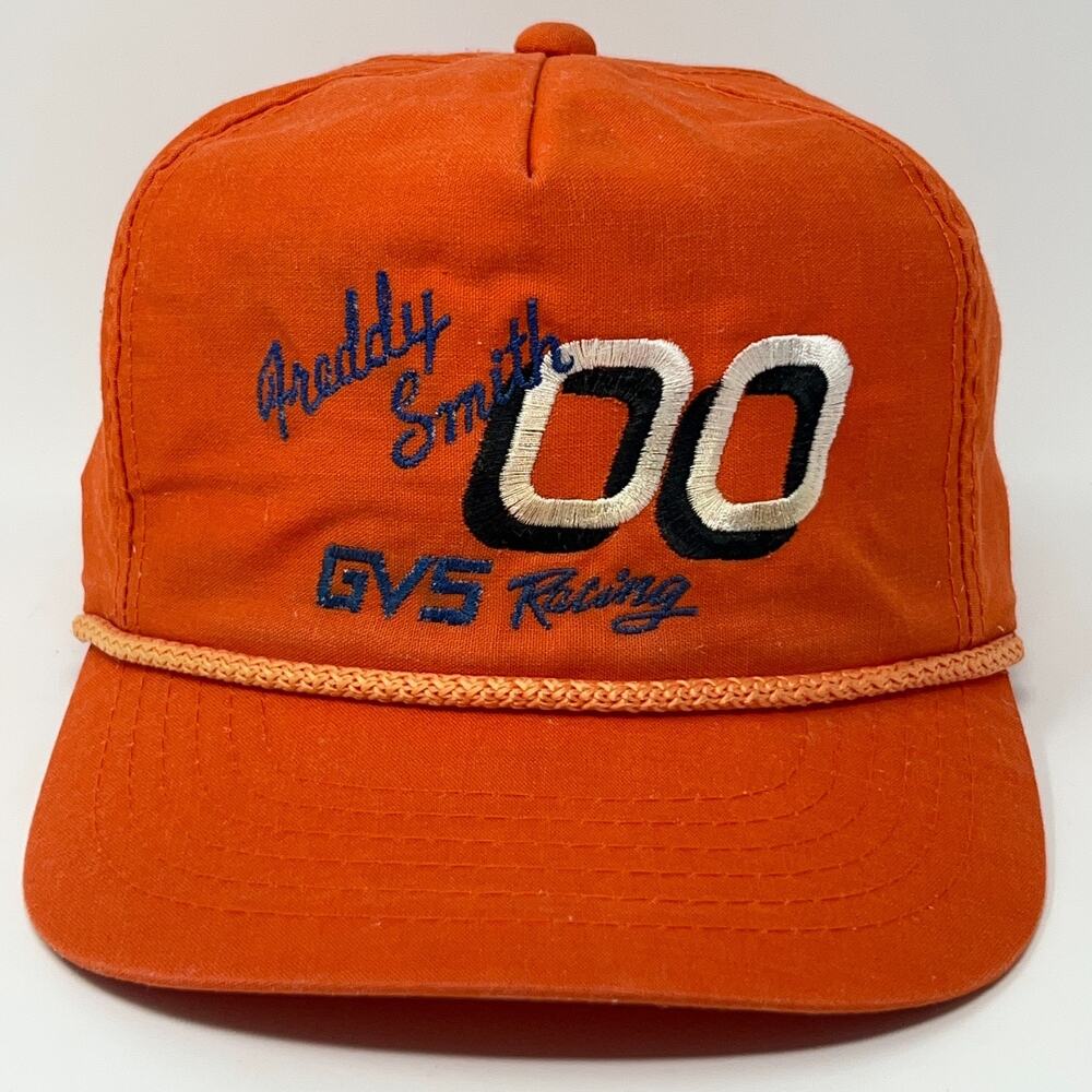 Vintage 90s Freddy Smith 00 GVS Racing Corded Rope Hat Cap Snapback Dirt Track